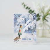 Kerstmis Jenny Nyström Laat het sneeuwscooter Cr01 Briefkaart (Staand voorkant)