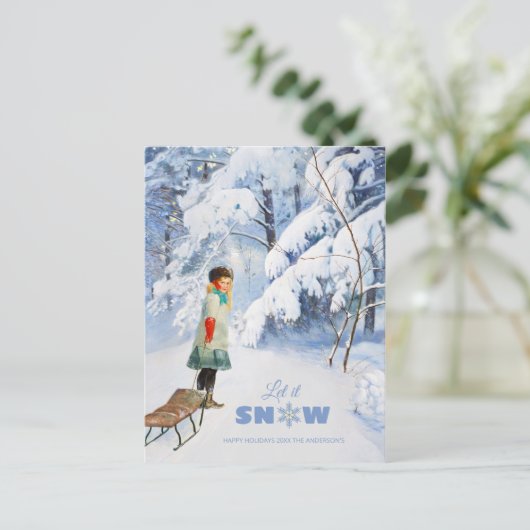 Kerstmis Jenny Nyström Laat het sneeuwscooter Cr01 Briefkaart (Staand voorkant)