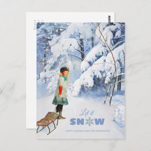 Kerstmis Jenny Nyström Laat het sneeuwscooter Cr01 Briefkaart (Voorkant / Achterkant)