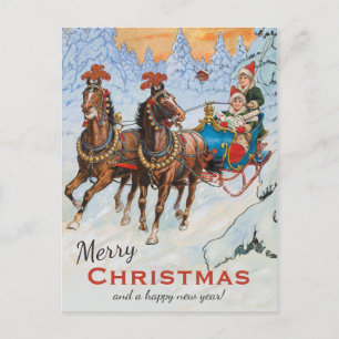 Kerstmis Jenny Nyström Lively sleigh CC0079 Briefkaart