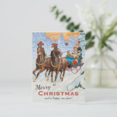 Kerstmis Jenny Nyström Lively sleigh CC0079 Briefkaart (Staand voorkant)