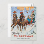 Kerstmis Jenny Nyström Lively sleigh CC0079 Briefkaart (Voorkant / Achterkant)