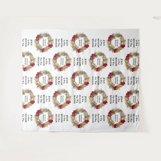 Kerstmis | JESUS IS DE REDE | Kerstkrans Wandkleed (Voorkant (horizontaal))