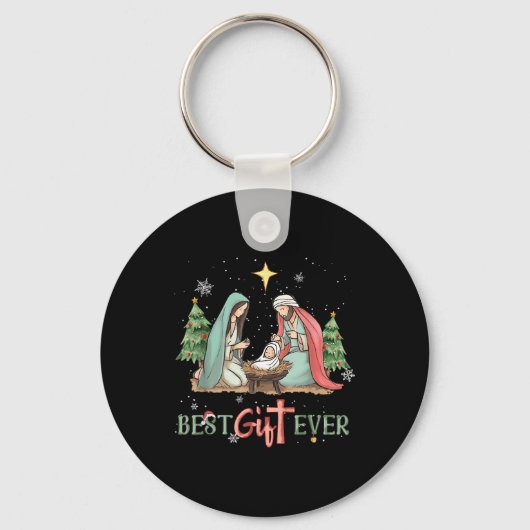 Kerstmis Jezus Christelijk Kerstmis Grappig Gesche Sleutelhanger (Voorkant)