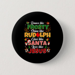 Kerstmis Jezus Christelijke Dans Als Frosty Kerstm Ronde Button 5,7 Cm