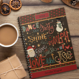Kerstmis Jezus Frosty Rudolph Santa Quote Notitieboek