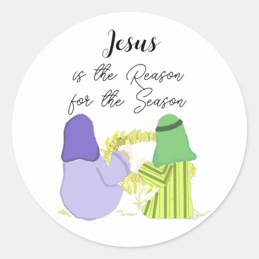 Kerstmis Jezus is de reden Ronde sticker (Voorkant)