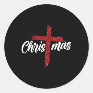 Kerstmis Jezus Kruis Christelijk Religieus Geloof Ronde Sticker