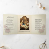 Kerstmis Jezus Maagd Maria Gedicht Drieblad Drieluik Wenskaart (Binnen)