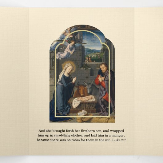 Kerstmis Jezus Maagd Maria Jozef Drieluik Wenskaart (Binnenkant midden)