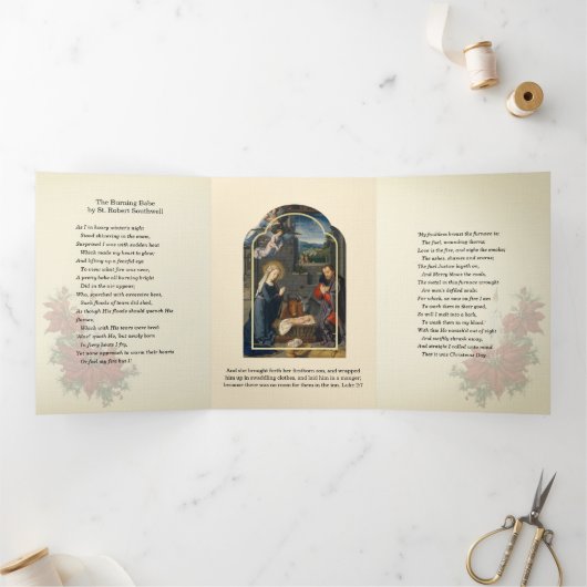 Kerstmis Jezus Maagd Maria Jozef Drieluik Wenskaart (Binnen)