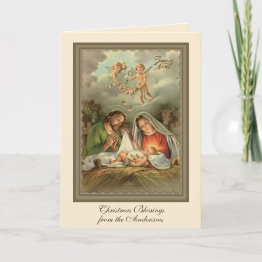 Kerstmis Jezus Maagd Maria Jozef Feestdagen Kaart (Voorkant)