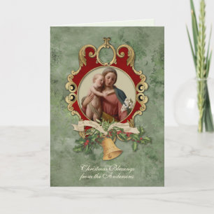 Kerstmis Jezus Maagd Maria Vintage Feestdagen Kaart