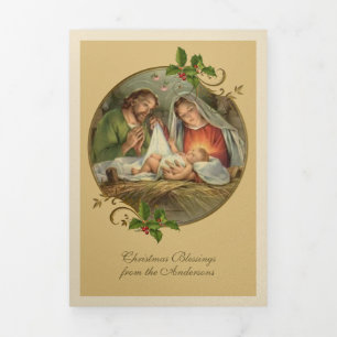 Kerstmis Jezus Maria Joseph heilige familie Drieluik Wenskaart