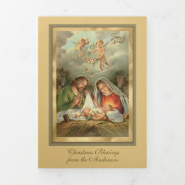 Kerstmis Jezus Maria Joseph religieus kerstfeest Drieluik Wenskaart
