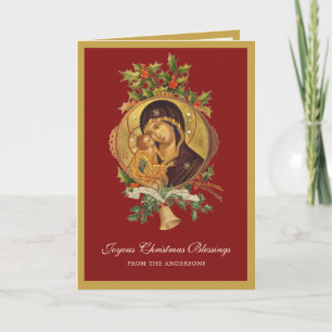 Kerstmis Jezus Maria Religieus Vintage Feestdagen Kaart