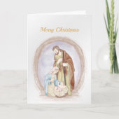 Kerstmis Jezus Mary Joseph Waterverf Feestdagen Kaart (Voorkant)