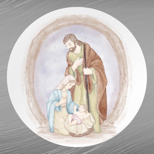 Kerstmis Jezus Mary Joseph Waterverf Ronde Sticker