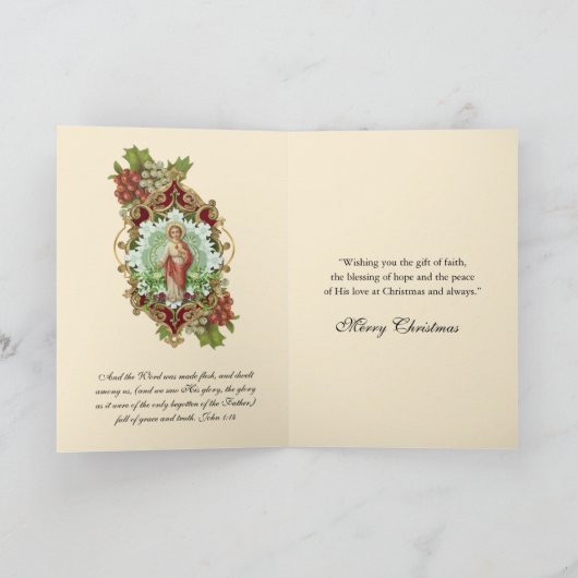 Kerstmis Jezus Schrift Gebed Feestdagen Kaart (Binnen)