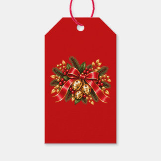 Kerstmis Jingle Bells Rode Strik Feestelijk Cadeaulabel