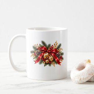 Kerstmis Jingle Bells Rode Strik Feestelijk Koffiemok