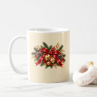 Kerstmis Jingle Bells Rode Strik Feestelijk Koffiemok