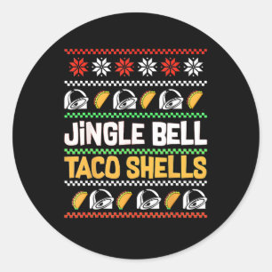 Kerstmis Jingle Bells Taco Shells Funny Ugly Xmas Ronde Sticker