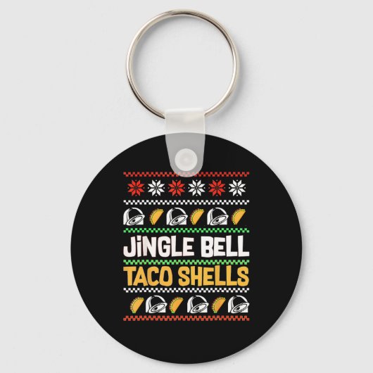 Kerstmis Jingle Bells Taco Shells Funny Ugly Xmas Sleutelhanger (Voorkant)