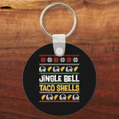 Kerstmis Jingle Bells Taco Shells Funny Ugly Xmas Sleutelhanger (Voorkant)