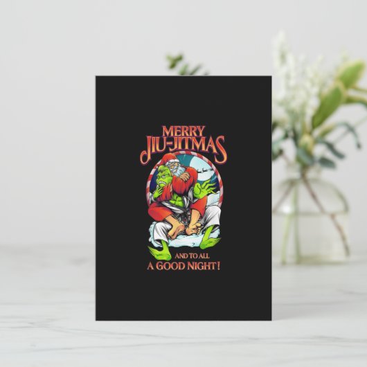 Kerstmis Jiu Jitsu Merry Jiu jitmas Kaart (Staand voorkant)