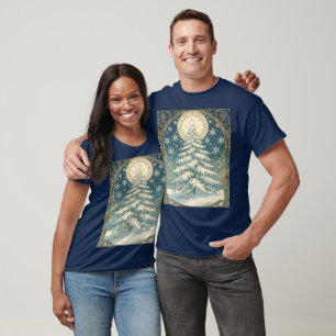 Kerstmis Joelfeest met Sneeuw en Stervormige T-shirt