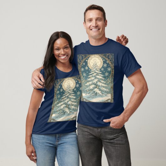 Kerstmis Joelfeest met Sneeuw en Stervormige T-shirt (Unisex)