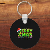 Kerstmis Jolly Creeper Pixel Kunst Kerstmis Grappi Sleutelhanger (Voorkant)