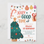 Kerstmis Jolly Goede Tijd 1e Verjaardag Kaart (Voorkant)