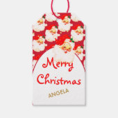 Kerstmis Jolly Kerstman Rode Vrolijke Groet Cadeaulabel (Voorkant)