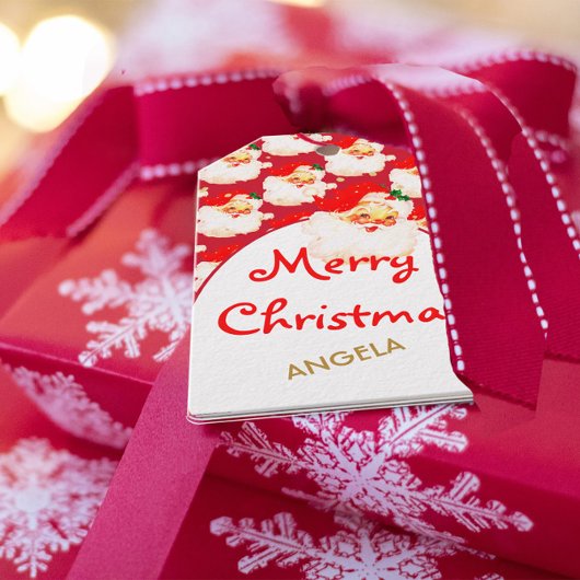 Kerstmis Jolly Kerstman Rode Vrolijke Groet Cadeaulabel