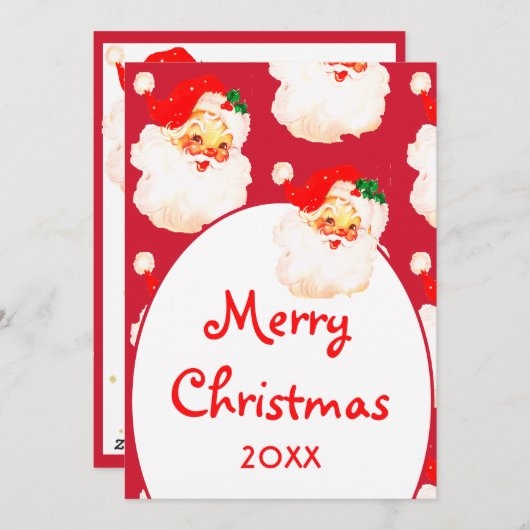 Kerstmis Jolly Kerstman Rode Vrolijke Groet Feestdagenkaart (Voorkant / Achterkant)