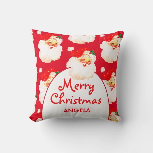 Kerstmis Jolly Kerstman Rode Vrolijke Groet Kussen (Voorkant)