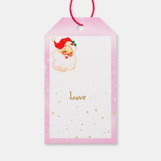 Kerstmis Jolly Kerstman Roze Vrolijke Groet Cadeaulabel (Achterkant)