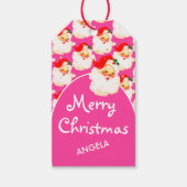 Kerstmis Jolly Kerstman Roze Vrolijke Groet Cadeaulabel (Voorkant)