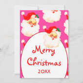 Kerstmis Jolly Kerstman Roze Vrolijke Groet Feestdagenkaart (Voorkant)