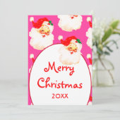 Kerstmis Jolly Kerstman Roze Vrolijke Groet Feestdagenkaart (Staand voorkant)