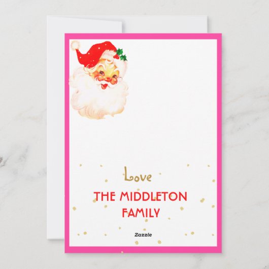 Kerstmis Jolly Kerstman Roze Vrolijke Groet Feestdagenkaart (Achterkant)