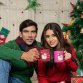 Kerstmis Jolly Kerstman Roze Vrolijke Groet Koffiemok