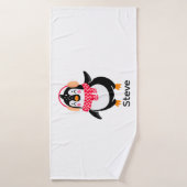 Kerstmis Jolly Pinguïn in Sjaal met Oorkappen Badhanddoek (Badhanddoek)