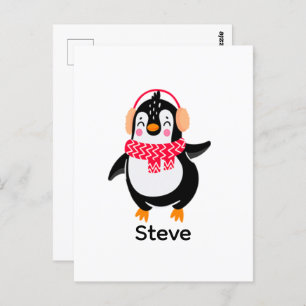 Kerstmis Jolly Pinguïn in Sjaal met Oorkappen Briefkaart