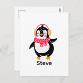 Kerstmis Jolly Pinguïn in Sjaal met Oorkappen Briefkaart (Voorkant / Achterkant)