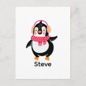Kerstmis Jolly Pinguïn in Sjaal met Oorkappen Briefkaart (Voorkant)