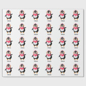 Kerstmis Jolly Pinguïn in Sjaal met Oorkappen Cadeaupapier (Vlak)