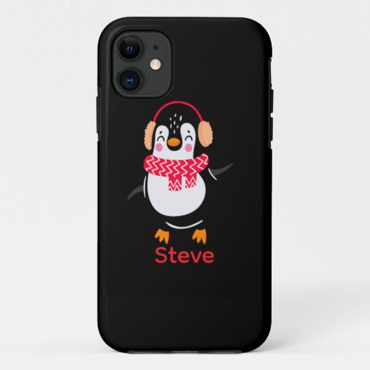 Kerstmis Jolly Pinguïn in Sjaal met Oorkappen Case-Mate iPhone Case (Achterkant)